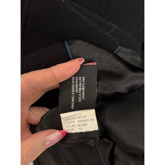 DKNY Coat Womens Size 10 Black Double Breasted Peacoat Mid Length Wool Cashmere - Picture 5 of 5